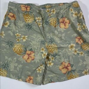 Breakwater Men’s Swim Trunks Tropical Pineapple Floral Green Board Shorts Size L